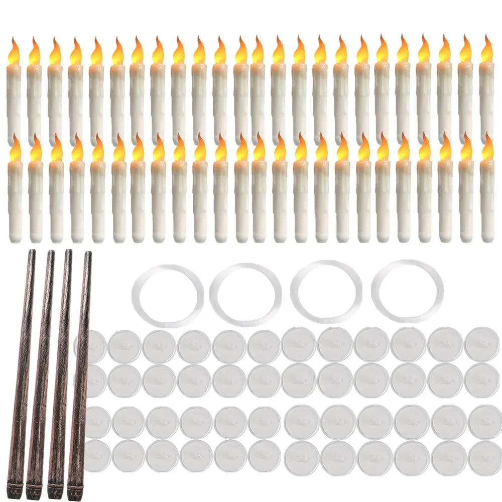 Floating Flameless Candles with Wand Remote - Hanging LED Magic Candles for Halloween & Christmas Decor