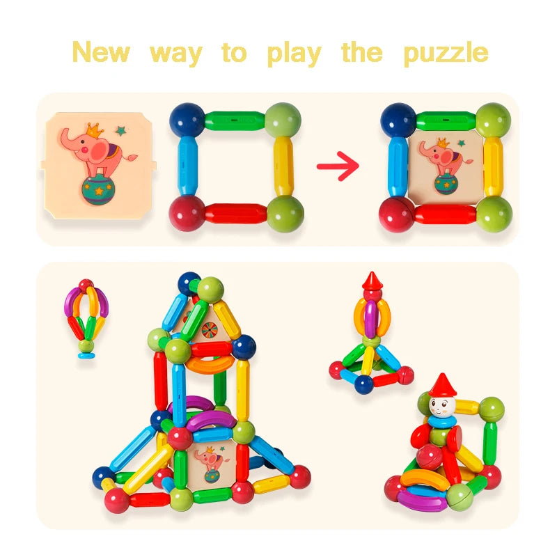 10/26/48/78/101/136Pcs Magnetic Constructor Building Blocks Toys Children Magic Magnet Stick Rod Montessori Toy Gifts