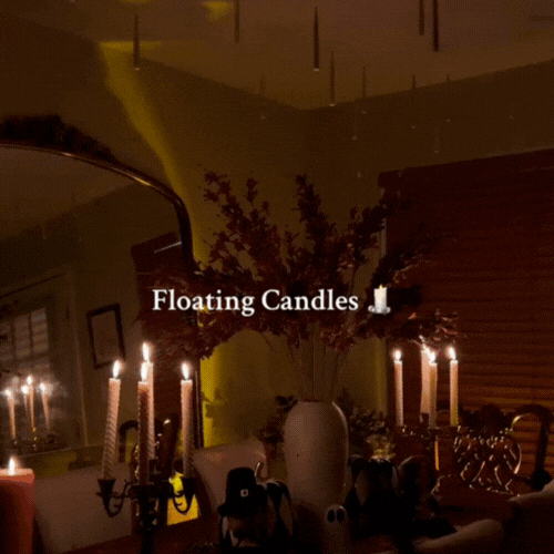 Floating Flameless Candles with Wand Remote - Hanging LED Magic Candles for Halloween & Christmas Decor