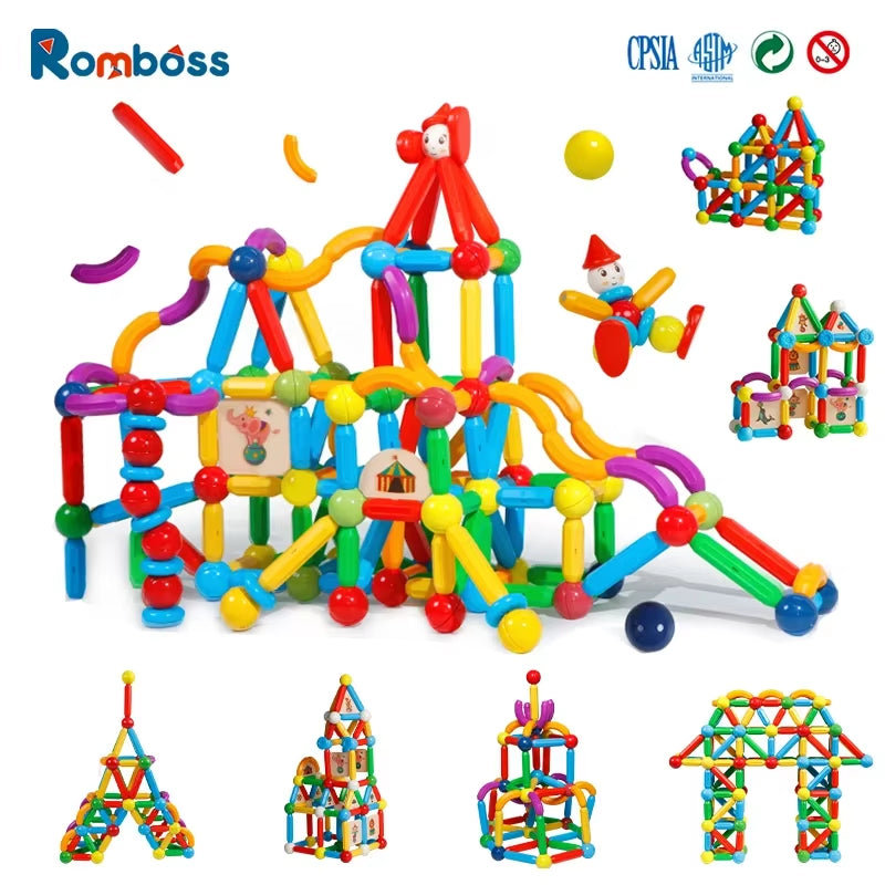 10/26/48/78/101/136Pcs Magnetic Constructor Building Blocks Toys Children Magic Magnet Stick Rod Montessori Toy Gifts