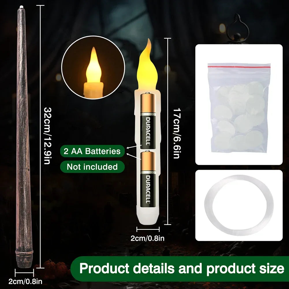 Floating Flameless Candles with Wand Remote - Hanging LED Magic Candles for Halloween & Christmas Decor