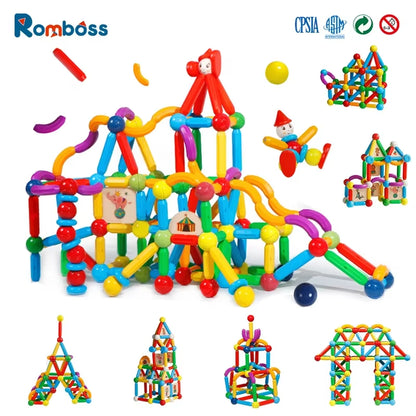 10/26/48/78/101/136Pcs Magnetic Constructor Building Blocks Toys Children Magic Magnet Stick Rod Montessori Toy Gifts